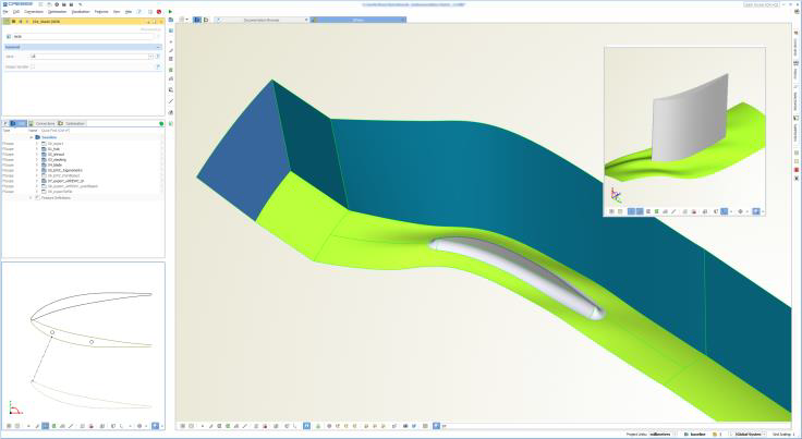 Parameterized static model, a periodic fluid domain with end wall modeling for automatic mesh generation