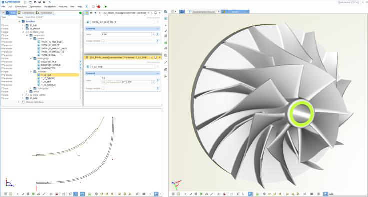 The compressor model in the turbocharger is fully parameterizable and adjustable, with automatic design